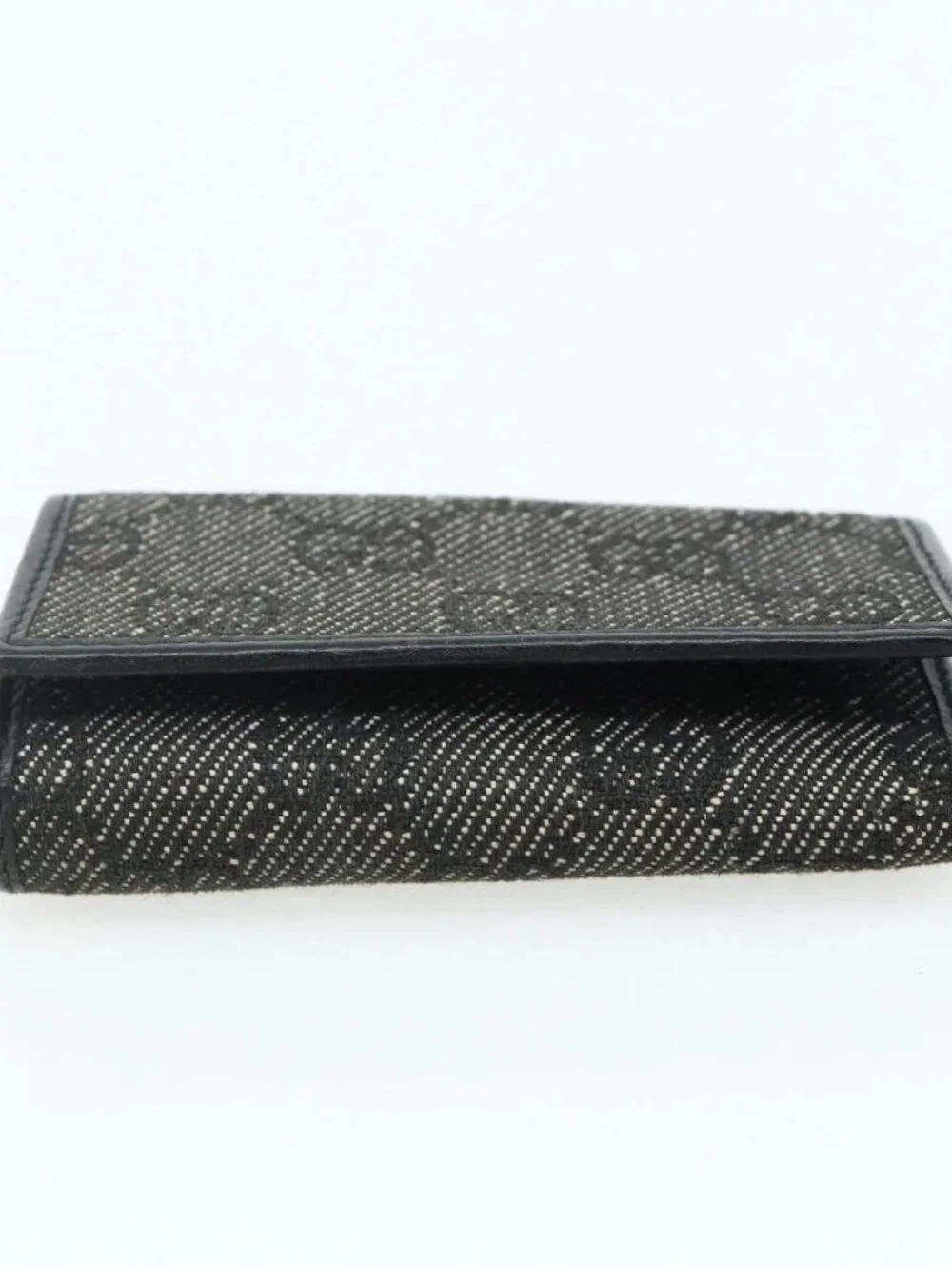 GUCCI GG Canvas Key Case Silver Black Auth